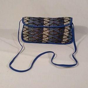 Small Blue & Gold Cloth Bag